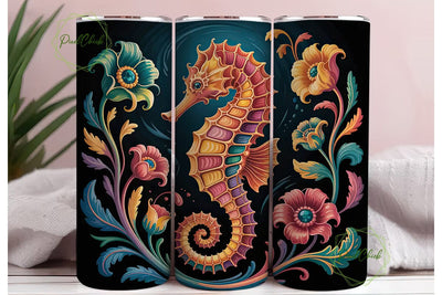 Ornate Seahorse 20oz Tumbler Wrap Sublimation PixelChick 