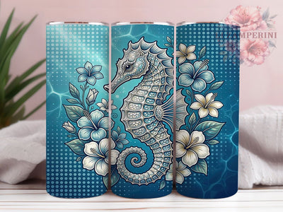 Ornate Seahorse Ocean 20oz Tumbler, Sea Life, Ocean Floral, Graceful Design, Marine Elegance, 20oz Tumbler Wrap, Sublimation PNG Sublimation Li Zamperini 