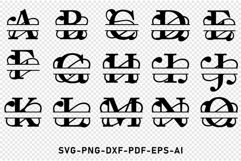 Ornate Split Monogram Font SVG Bundle, Split Alphabet Letters SVG Cut Files, family monogram SVG, SVG D2PUTRI Designs 