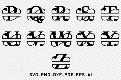 Ornate Split Monogram Font SVG Bundle, Split Alphabet Letters SVG Cut Files, family monogram SVG, SVG D2PUTRI Designs 