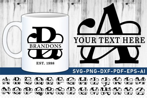 Ornate Split Monogram Font SVG Bundle, Split Alphabet Letters SVG Cut Files, family monogram SVG, SVG D2PUTRI Designs 