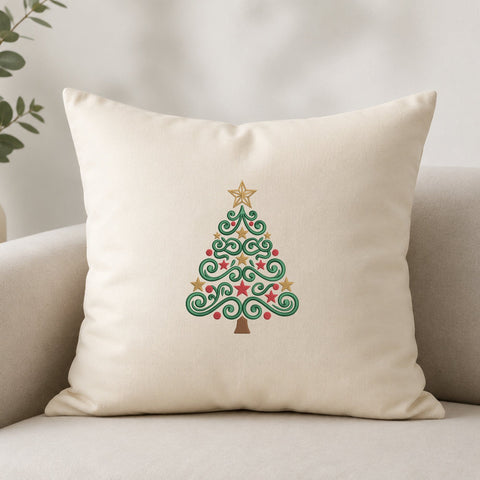 Ornate Swirl Christmas Tree Embroidery Design – Elegant Holiday Tree Stars Machine Embroidery File Embroidery/Applique DESIGNS PatternFeed8 
