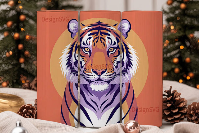 Ornate Tiger 20oz Tumbler Wrap Sublimation DesignSVG 