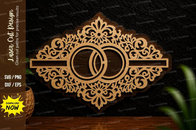 Ornate Wedding Rings Laser Cut Svg Design SVG Regulrcrative 