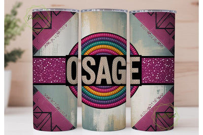 Osage Beaded Tribal 20oz Tumbler Wrap Sublimation PixelChick 