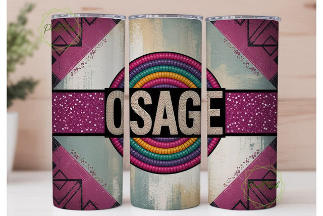 Osage Beaded Tribal 20oz Tumbler Wrap Sublimation PixelChick 
