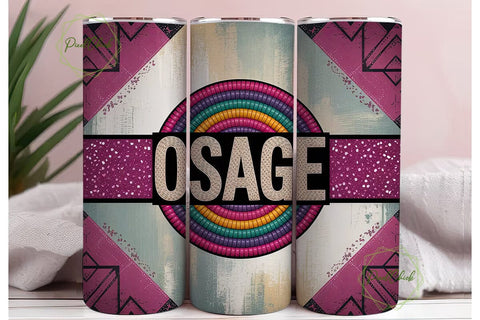 Osage Beaded Tribal 20oz Tumbler Wrap Sublimation PixelChick 