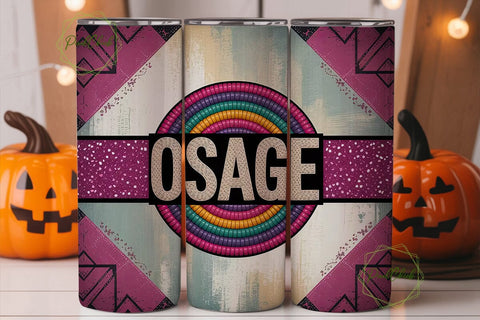Osage Beaded Tribal 20oz Tumbler Wrap Sublimation PixelChick 