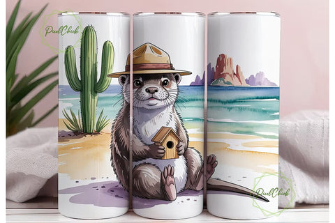 Otter Beach Adventure 20oz Tumbler Wrap Sublimation PixelChick 