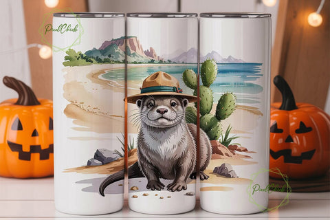 Otter Beach Adventure 20oz Tumbler Wrap Sublimation PixelChick 