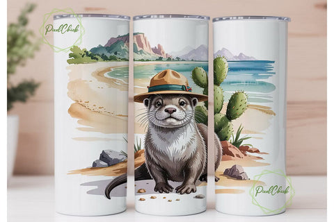 Otter Beach Adventure 20oz Tumbler Wrap Sublimation PixelChick 