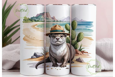 Otter Beach Adventure 20oz Tumbler Wrap Sublimation PixelChick 