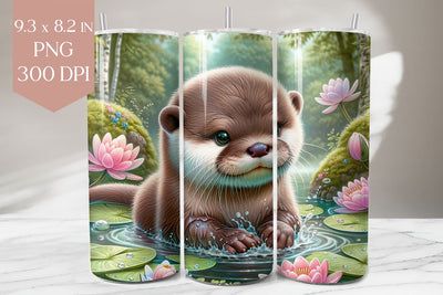 Otter in Pond Tumbler Wrap PNG 20oz Sublimation Sublimation BijouBay 
