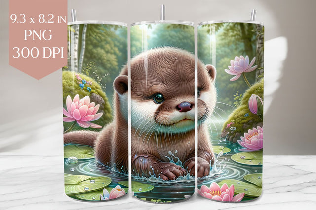 Otter in Pond Tumbler Wrap PNG 20oz Sublimation Sublimation BijouBay 
