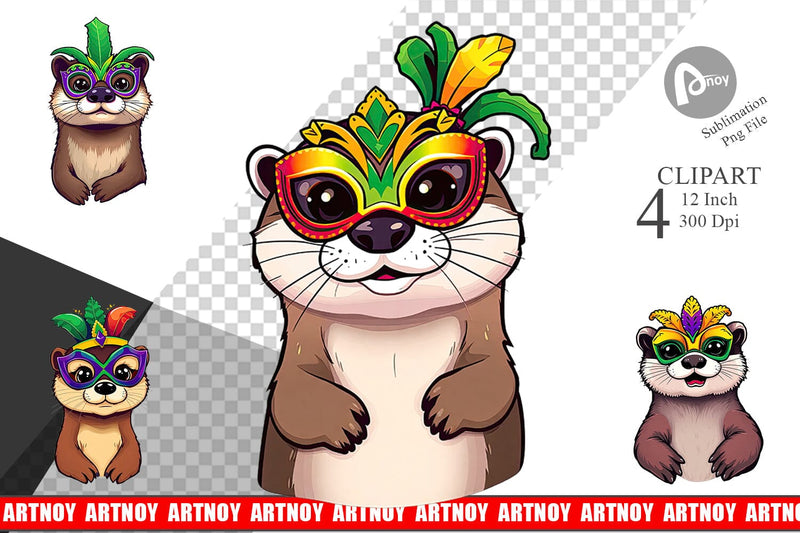 Otter Mardi Gras Clipart Sublimation artnoy 