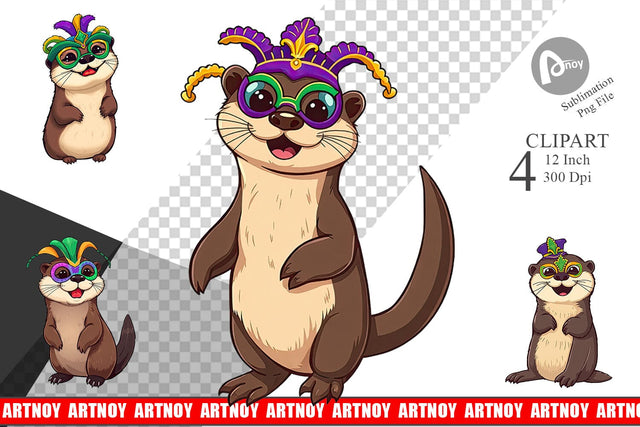 Otter Mardi Gras Clipart Sublimation artnoy 