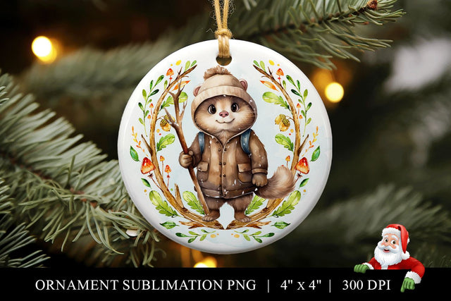 Otter Round Christmas Ornament Sublimation PNG Sublimation BijouBay 