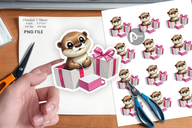 Otter Sticker Gift Sublimation artnoy 