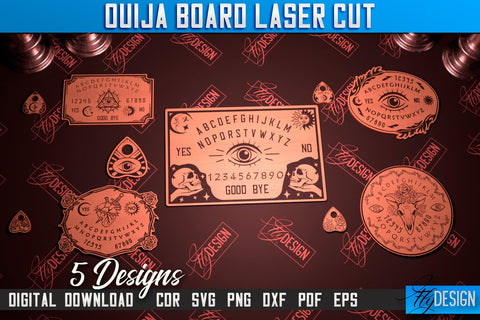 Ouija Board Laser Cut Bundle | Spirit Board | Mystical Design | Occult Art | CNC Files SVG Fly Design 
