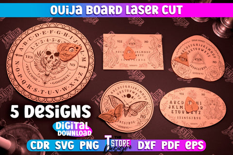 Ouija Board Laser Cut Bundle | Spirit Board | Mystical Design | Occult Art | CNC Files SVG The T Store Design 