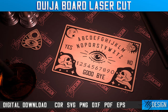 Ouija Board Laser Cut | Spirit Board | Mystical Design | Occult Art | CNC File SVG Fly Design 