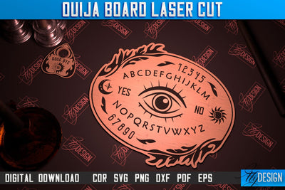Ouija Board Laser Cut | Spirit Board | Mystical Design | Occult Art | CNC File SVG Fly Design 