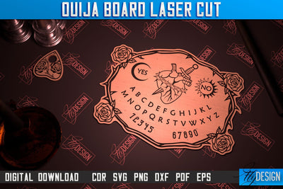Ouija Board Laser Cut | Spirit Board | Mystical Design | Occult Art | CNC File SVG Fly Design 