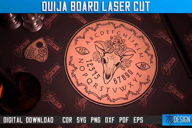 Ouija Board Laser Cut | Spirit Board | Mystical Design | Occult Art | CNC File SVG Fly Design 