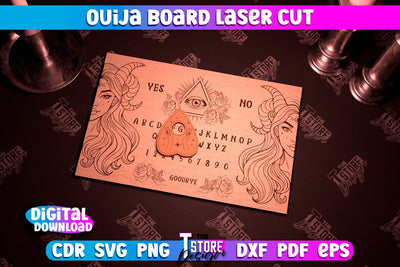 Ouija Board Laser Cut | Spirit Board | Mystical Design | Occult Art | CNC File SVG The T Store Design 