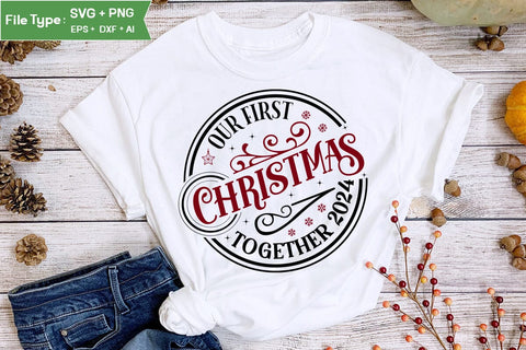 Our First Christmas Together 2024 Round Sign SVG Design, Farmhouse Christmas Round Sign SVG Design, Christmas SVG Design SVG DesignPlante 503 