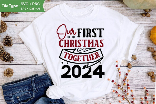 Our First Christmas Together 2024 Round Sign SVG Design, Farmhouse Christmas Round Sign SVG Design, Christmas SVG Design SVG DesignPlante 503 