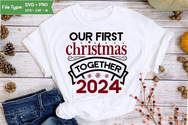 Our First Christmas Together 2024 Round Sign SVG Design, Farmhouse Christmas Round Sign SVG Design, Christmas SVG Design SVG DesignPlante 503 