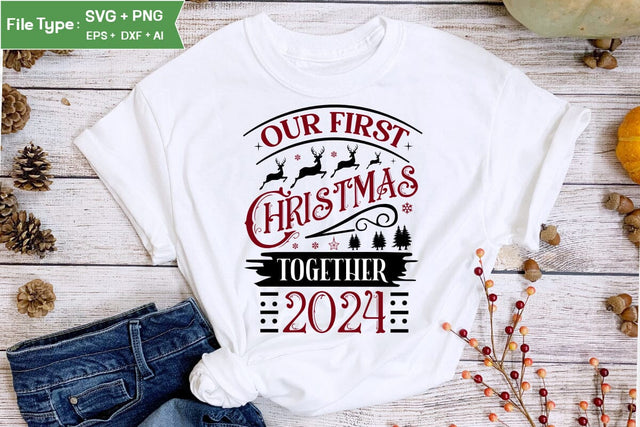 Our First Christmas Together 2024 Round Sign SVG Design, Farmhouse Christmas Round Sign SVG Design, Christmas SVG Design SVG DesignPlante 503 
