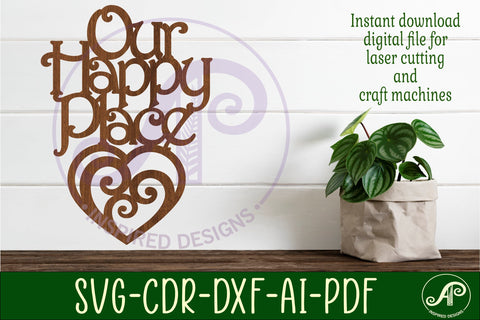 Our happy place wall art sign, SVG file. vector SVG APInspireddesigns 