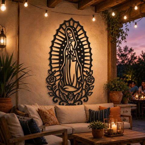 Our Lady of Guadalupe Laser SVG | Virgin Mary Guadalupe DXF Png Eps | Religious Metal Wall Art Laser Cut File | CNC Plasma Cut Design SVG HappyDesignStudio 