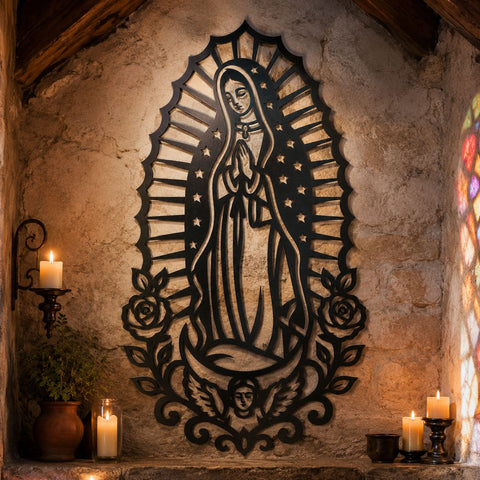 Our Lady of Guadalupe Laser SVG | Virgin Mary Guadalupe DXF Png Eps | Religious Metal Wall Art Laser Cut File | CNC Plasma Cut Design SVG HappyDesignStudio 