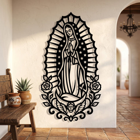Our Lady of Guadalupe Laser SVG | Virgin Mary Guadalupe DXF Png Eps | Religious Metal Wall Art Laser Cut File | CNC Plasma Cut Design SVG HappyDesignStudio 