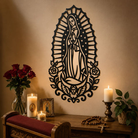 Our Lady of Guadalupe Laser SVG | Virgin Mary Guadalupe DXF Png Eps | Religious Metal Wall Art Laser Cut File | CNC Plasma Cut Design SVG HappyDesignStudio 