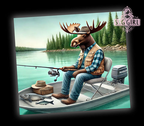 Outdoor Adventure Fisherman Moose Tumbler Wrap, Fisherman Tumbler, 20oz Tumbler Wrap, Sublimation Tumbler, Outdoor Adventure Tumbler, Wildlife Tumbler, Personalized Tumbler Sublimation SvggirlplusArt 