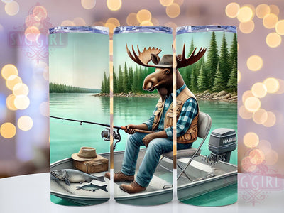 Outdoor Adventure Fisherman Moose Tumbler Wrap, Fisherman Tumbler, 20oz Tumbler Wrap, Sublimation Tumbler, Outdoor Adventure Tumbler, Wildlife Tumbler, Personalized Tumbler Sublimation SvggirlplusArt 