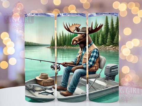 Outdoor Adventure Fisherman Moose Tumbler Wrap, Fisherman Tumbler, 20oz Tumbler Wrap, Sublimation Tumbler, Outdoor Adventure Tumbler, Wildlife Tumbler, Personalized Tumbler Sublimation SvggirlplusArt 