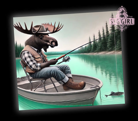 Outdoor Adventure Fisherman Moose Tumbler Wrap, Fisherman Tumbler, 20oz Tumbler Wrap, Sublimation Tumbler, Outdoor Adventure Tumbler, Wildlife Tumbler, Personalized Tumbler Sublimation SvggirlplusArt 