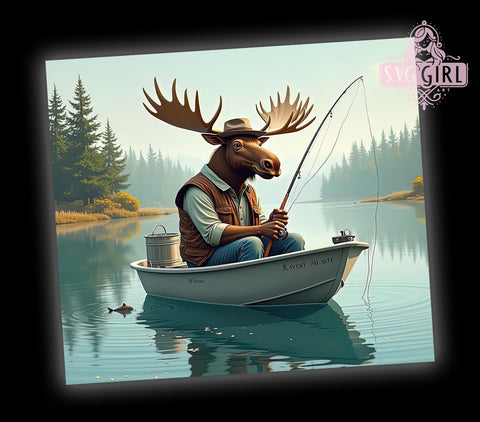 Outdoor Adventure Fisherman Moose Tumbler Wrap, Fisherman Tumbler, 20oz Tumbler Wrap, Sublimation Tumbler, Outdoor Adventure Tumbler, Wildlife Tumbler, Personalized Tumbler Sublimation SvggirlplusArt 