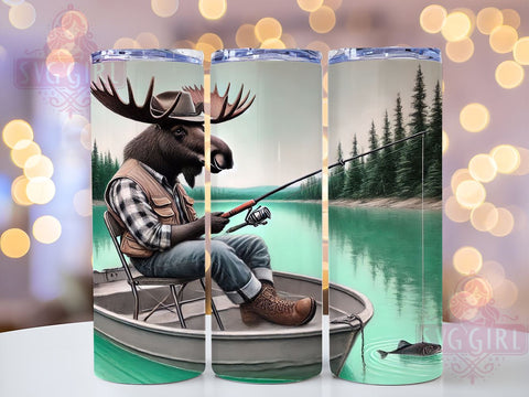 Outdoor Adventure Fisherman Moose Tumbler Wrap, Fisherman Tumbler, 20oz Tumbler Wrap, Sublimation Tumbler, Outdoor Adventure Tumbler, Wildlife Tumbler, Personalized Tumbler Sublimation SvggirlplusArt 