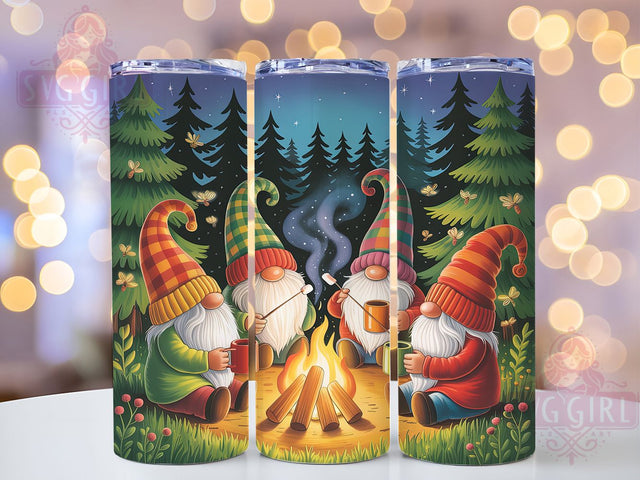 Outdoor Camping Gnome Tumbler, Cute Gnome Camp Pattern, Outdoor Gnome Design, 20Oz Sublimation Wrap, Campfire Gnome Art, Adventure Gnome Texture, Tumbler Sublimation Sublimation SvggirlplusArt 