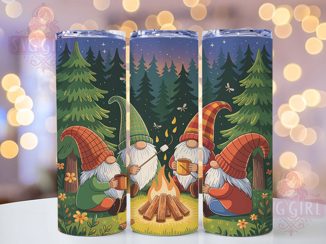 Outdoor Camping Gnome Tumbler, Cute Gnome Camp Pattern, Outdoor Gnome Design, 20Oz Sublimation Wrap, Campfire Gnome Art, Adventure Gnome Texture, Tumbler Sublimation Sublimation SvggirlplusArt 
