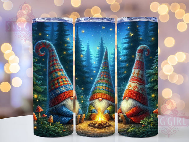 Outdoor Camping Gnome Tumbler, Cute Gnome Camp Pattern, Outdoor Gnome Design, 20Oz Sublimation Wrap, Campfire Gnome Art, Adventure Gnome Texture, Tumbler Sublimation Sublimation SvggirlplusArt 