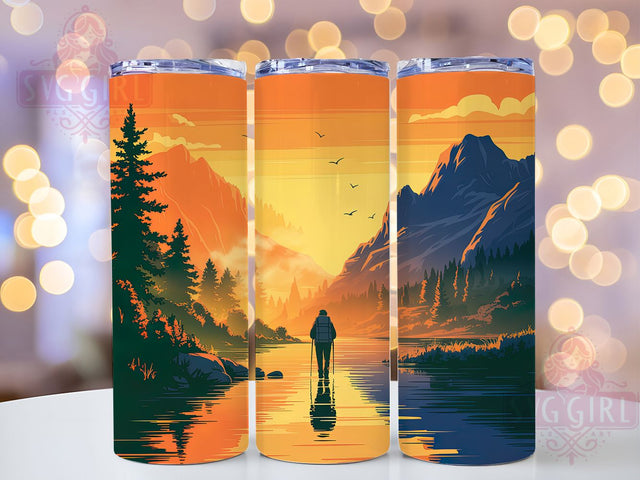 Outdoor Mountain Hiking Tumbler, Outdoor Adventure Pattern, Mountain Trail Design, 20Oz Sublimation Wrap, Nature Hiking Art, Rustic Trail Texture, Tumbler Sublimation Sublimation SvggirlplusArt 