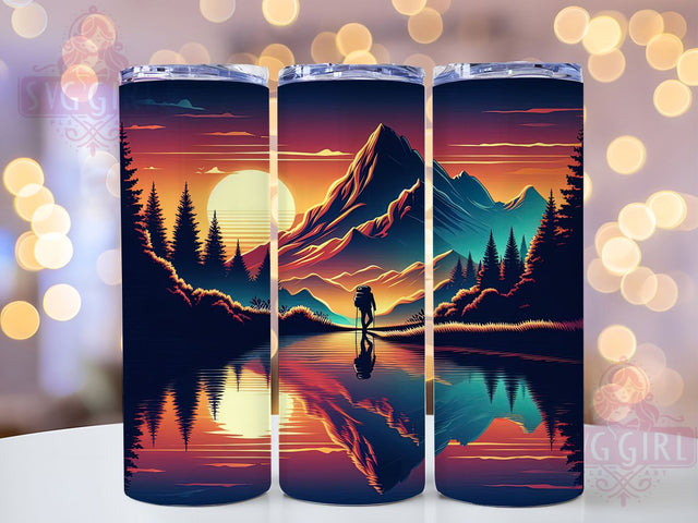 Outdoor Mountain Hiking Tumbler, Outdoor Adventure Pattern, Mountain Trail Design, 20Oz Sublimation Wrap, Nature Hiking Art, Rustic Trail Texture, Tumbler Sublimation Sublimation SvggirlplusArt 