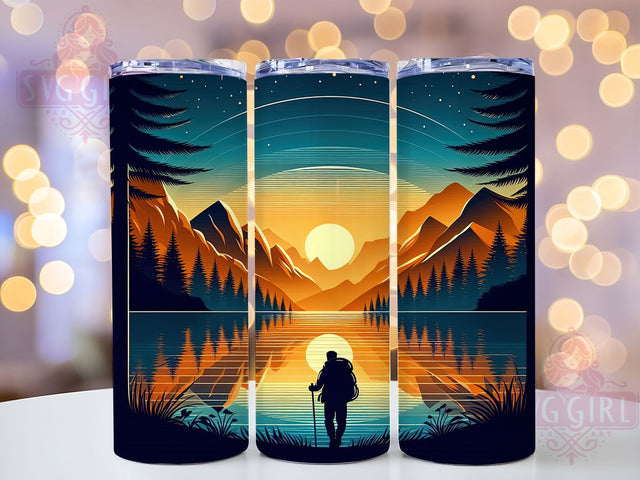 Outdoor Mountain Hiking Tumbler, Outdoor Adventure Pattern, Mountain Trail Design, 20Oz Sublimation Wrap, Nature Hiking Art, Rustic Trail Texture, Tumbler Sublimation Sublimation SvggirlplusArt 